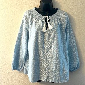 Joie Women’s Peasant  top size medium light blue .